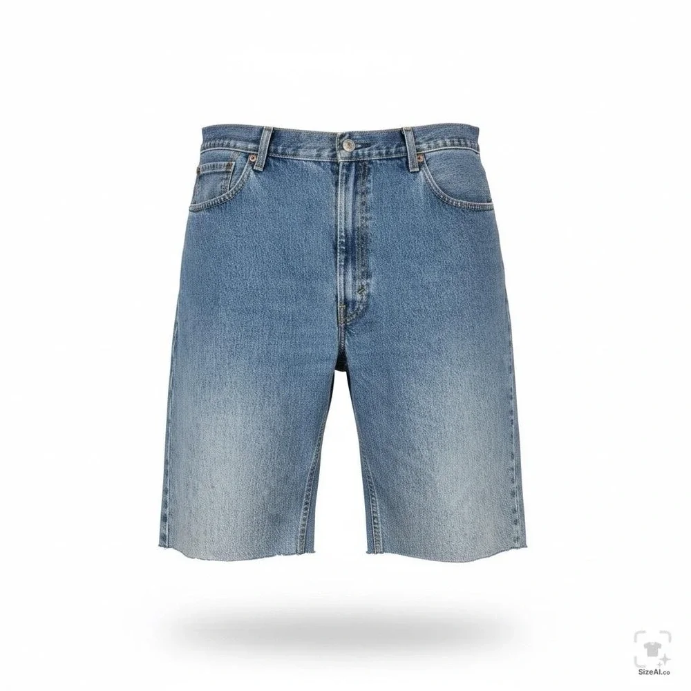 Levis 550 Denim Shorts Mens 42 Blue Bermuda Relaxed Cutoff Raw Hem 5-Pocket